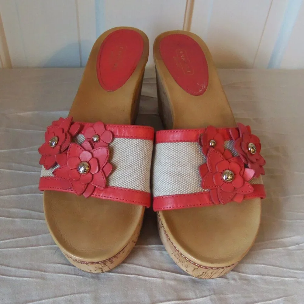 Coach Jesaca Platform Wedge Floral Slides Coras sz 10 - Picture 3 of 16